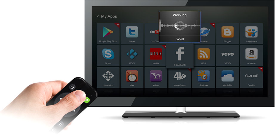 speak into the remote control to search for the best movie streams, search across apps, get info, news, sports scores, weather, and more